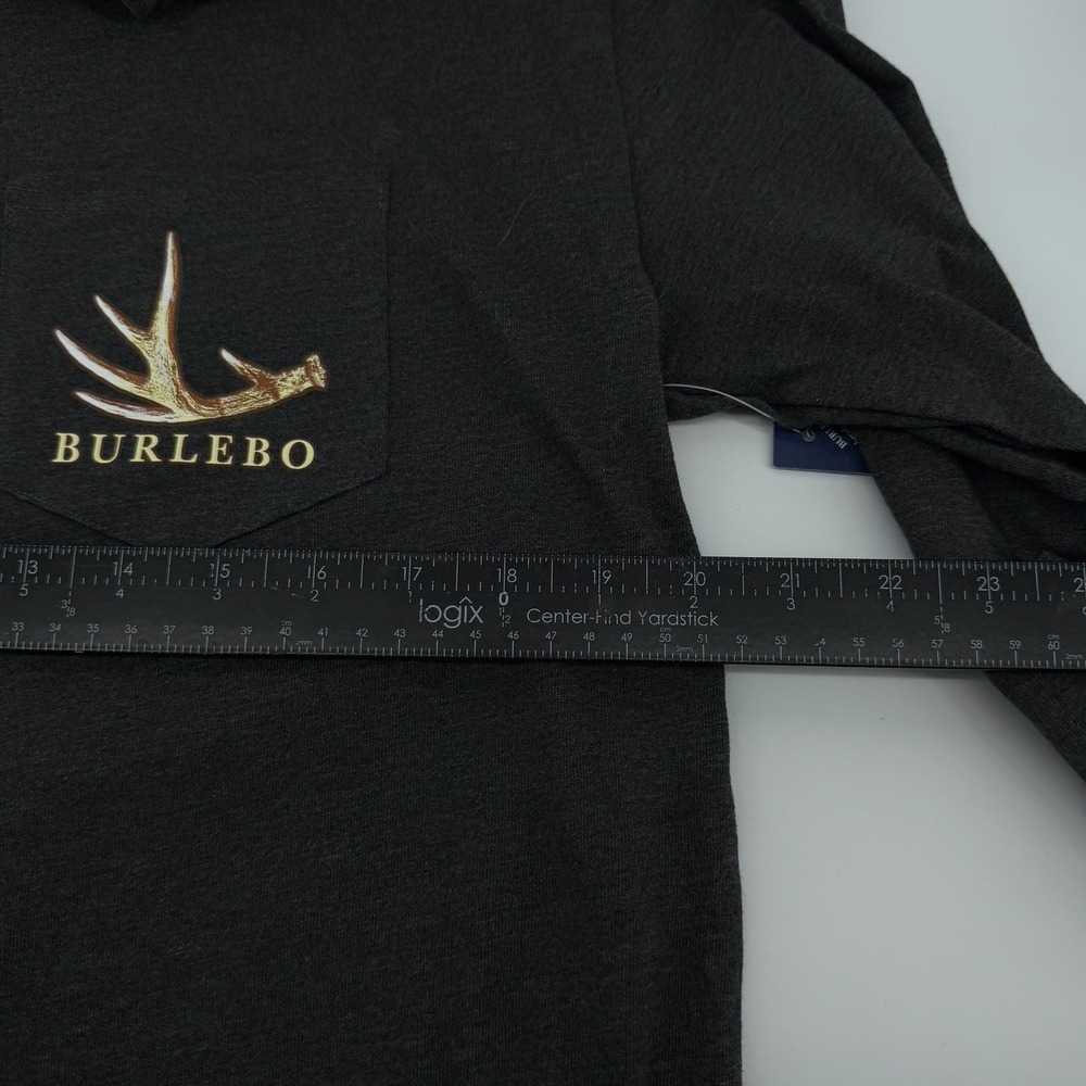 NWT Burlebo T-Shirt Mens M Charcoal Gray Long Sleeve Crew Deer Hunting Pocket - Picture 9 of 10